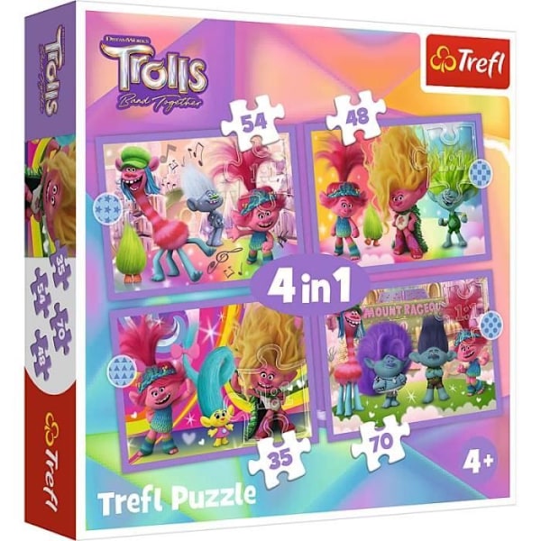 Pussel - TREFL - 4in1 - Äventyr av färgglada troll / Universella troll 3 (2023)
