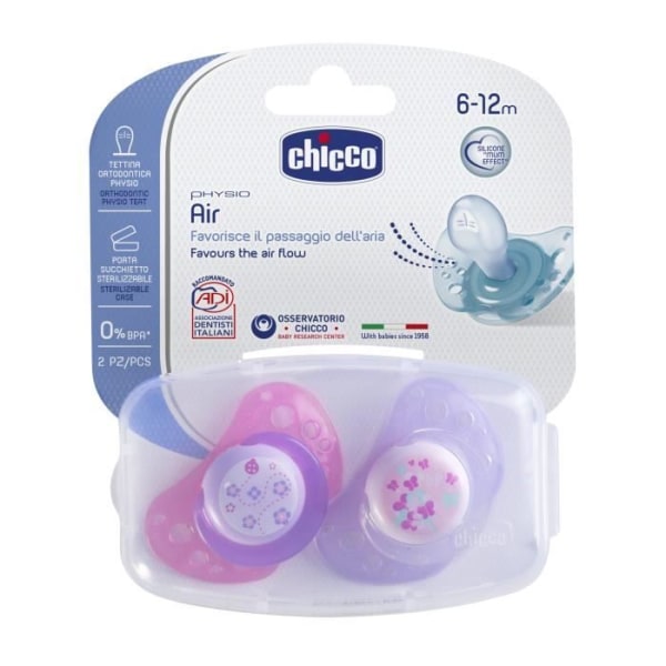 Chicco Physio Forma Air 6-16 m silikonpaket med 2+ Apple Cloud Sterilization Box