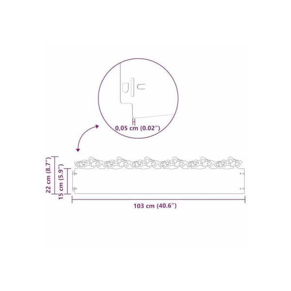 Gräsmattskant i rostfritt stål - vidaXL - Silver - 103x0,05x22 cm - 10-pack - Hållbar Pengar