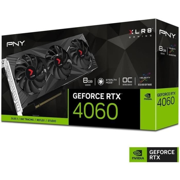 PNY - Grafikkort - GEFORCE RTX™ 4060 8GB XLR8 Gaming VERTO Overclocked Edition DLSS 3