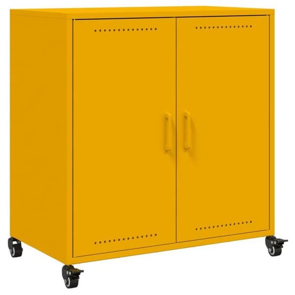vidaXL Buffé gul senap 68x39x72 cm stål 846659