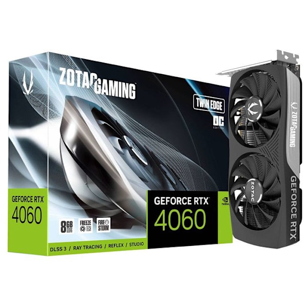 ZOTAC GEFORCE RTX 4060 8GB TWIN EDGE OC GDDR6 grafikkort Svart