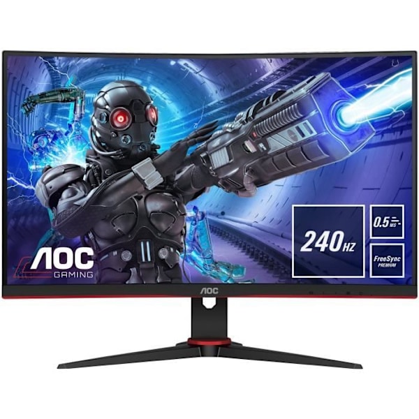 AOC Gaming PC-skärm - C27G2ZE/BK - 27'' böjd FHD - VA-panel - 240Hz - 0,5MS MPRT - Freesync premium - HDMI / DP