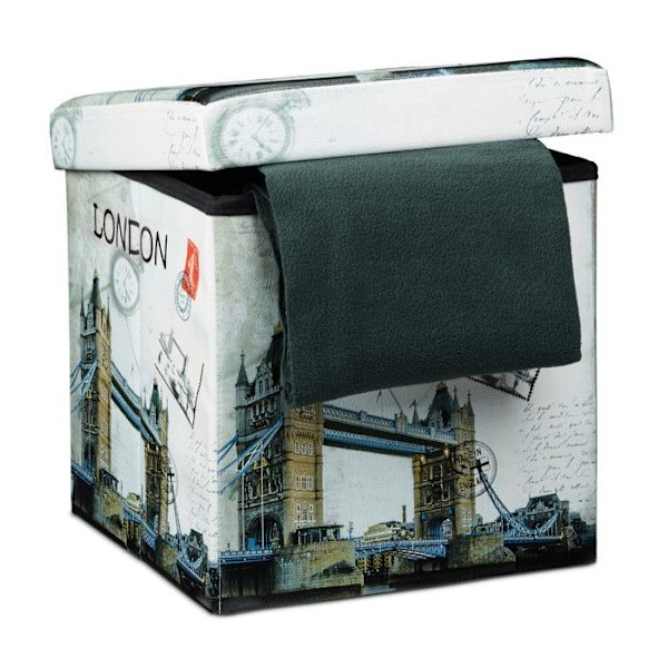 Fällbar Pall - Relaxdays - 10019050 - Mångfärgad Sammet - 38x38x38 cm - Kapacitet 40L