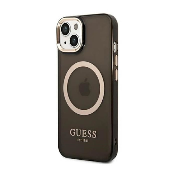 Guess Gold Outline Translucent MagSafe - Fodral för iPhone 14 Plus (svart) - 3666339069599