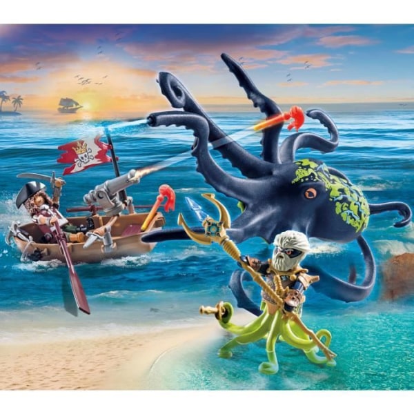 PLAYMOBIL - Pirat med jättebläckfisk - Pirater - Kanon - 44 stycken - Från 4 år