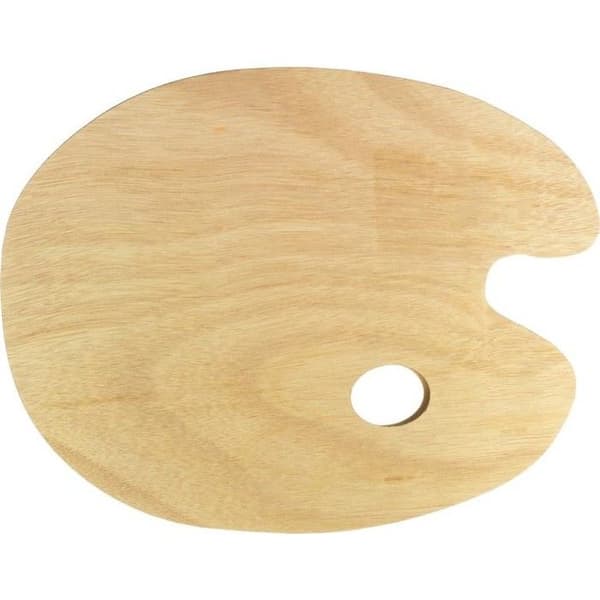 Målarpalett, trä, oval, 300 x 240 mm