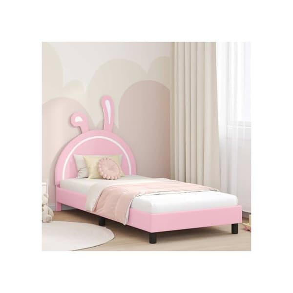 Barnsängram - vidaXL - Rosa - 80x200 cm - PU - Förvaringsfickor - Lätt montering Ros