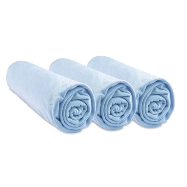 EASY DORT Set med 3 lakan 70x140 cm | Hypoallergen bambu | Baby Barnsäng 70 x 140 cm | Himmelsblå | Stretchig andas Himmelsblå
