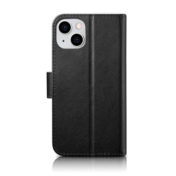 Svart läder plånboksfodral 2 i 1 för iPhone 14 Plus, RFID-skydd