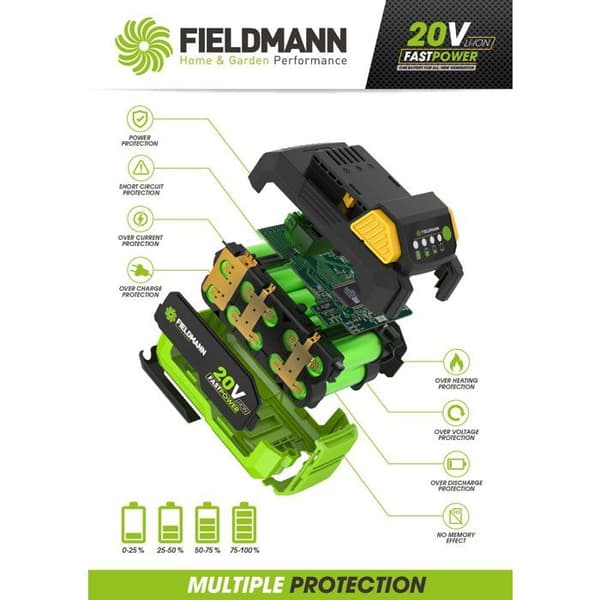 Batteri - FIELDMANN - 20V - 2Ah Grön, svart, gul