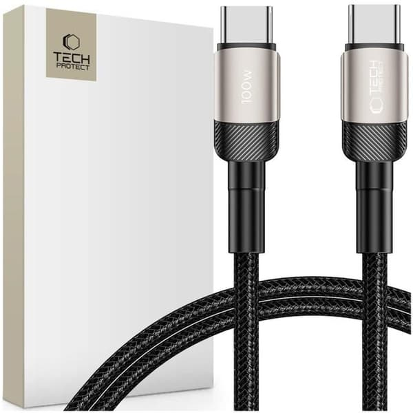 USB-C Laddkabel Tech-Protect Pd100W 5A 100Cm För Titantelefoner Grå