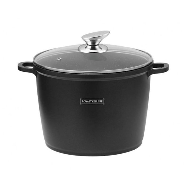 Hög gryta med marmor-effekt beläggning - För alla typer av spisar - D 28 cm - Svart