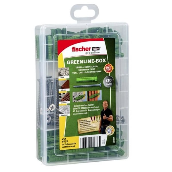 Expansionsankare - Fischer - MEISTER-BOX - Grön - Förpackning med 50 - Återvinningsbar nylon