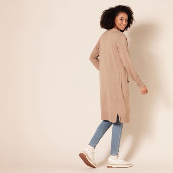 Essentials cardigan - WAE35008FL18-Cam-XL - Amazon Lätt lång väst (stora storlekar tillgängliga) Dam Beige XL