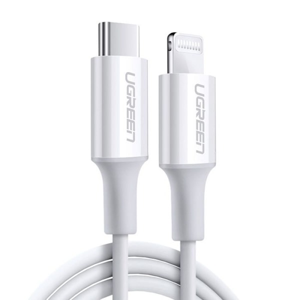 USB-C till Lightning MFi-kabel, 3A, 2m - Ugrön - Vit