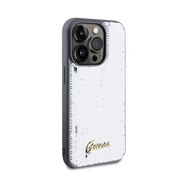 Telefonfodral - Guess - Paljett skript metall - Silver - Styv - Chic Pengar