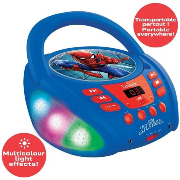 Spider-Man Bluetooth CD-spelare med ljuseffekter Blå