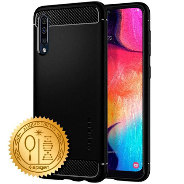 Spigen Samsung Galaxy A50/A30s/A50s Fodral [Rugged Armor] Mjukt, stötsäkert, anti-skrapa, kolfiber (611CS26199) Svart