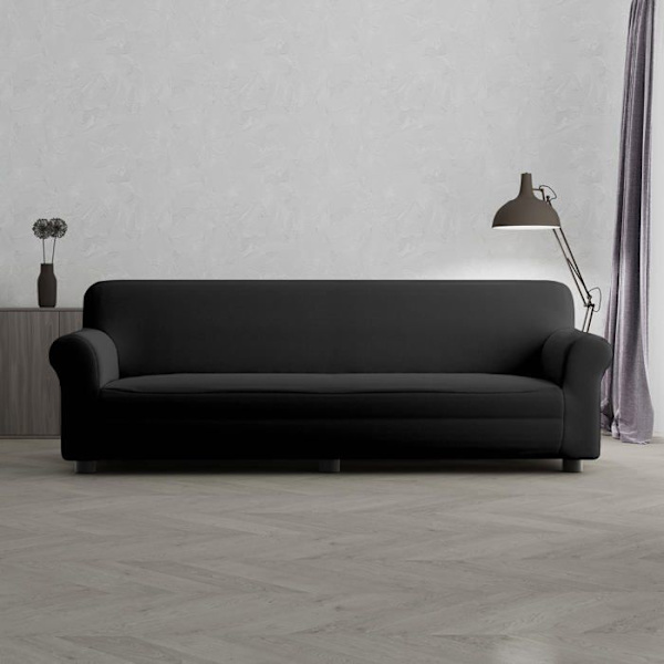 Canape - soffa - divan italienskt sänglinne - CD-PB-nero-4P - Bielastisk Sofföverdrag "Piu Bello", Svart, 4 SITSER