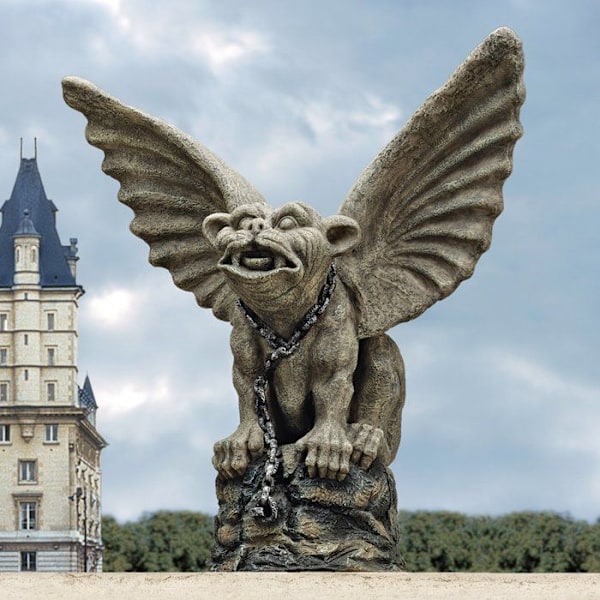 Staty - Design Toscano-statyett - EU35033 - Gargoyle kedjad av katedralstaty, brons, 24 x 42 x 43 cm