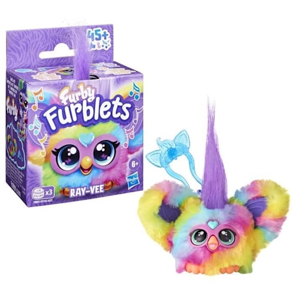 Furby Furblets Ray-Vee Electro, mini elektronisk plyschleksak för flickor och pojkar från 6 år och uppåt Flerfärgad