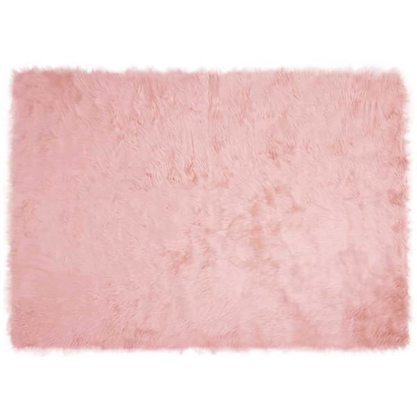 Faux ullmatta - vidaXL - Rosa - 140x200 cm - Polyester - Rektangulär - Super mjuk - Hållbar