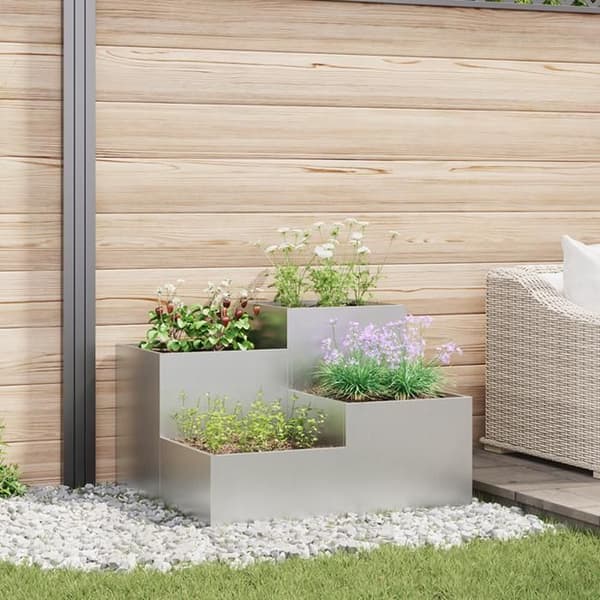 Jardinière - 80x80x60 cm - Galvaniserat stål - Grå - Modernt design Grå