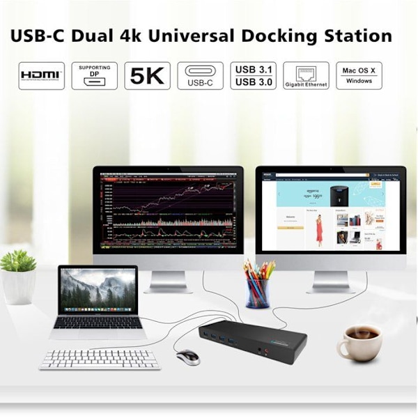 Dockningsstation - portreplikator - Wavlink-stöd - WL-UG69DK1-EU