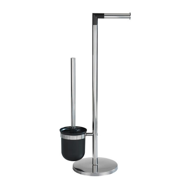 WENKO 2in1 WC-kombination, Toalettborste och toalettpappershållare, Parus, Rostfritt stål, 25,5x57x16,5 cm, Blank Flerfärgad