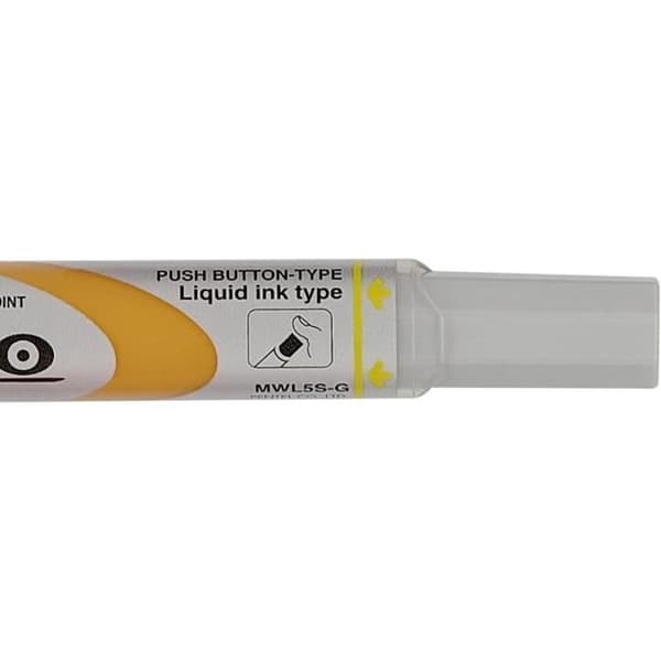 Tavelsmarkör - PENTEL - MWL5S - Konisk spets 4,0 mm - Gul - Raderbar Gul