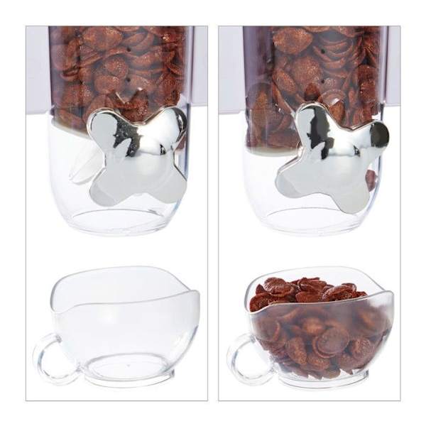 Relaxdays Cereal Dispenser, väggmontering, 1,7 L, godis, torra livsmedel, HLP 31x16x14 cm, vit vit, transparent, silver