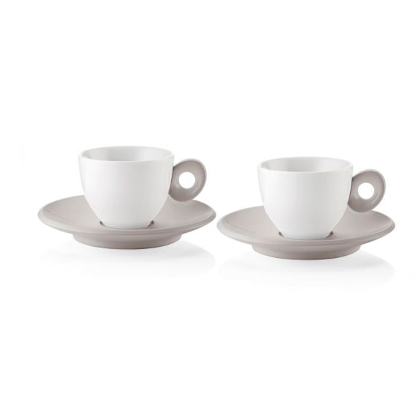 Mugg - kopp - mazagran Guzzini - 081700158 - VARJE DAG Set med 2 kaffekoppar med fat - Grå Duva