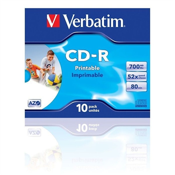 VERBATIM utskrivbar CD-R - 80 min 52x (10) - 700 MB Super Azo