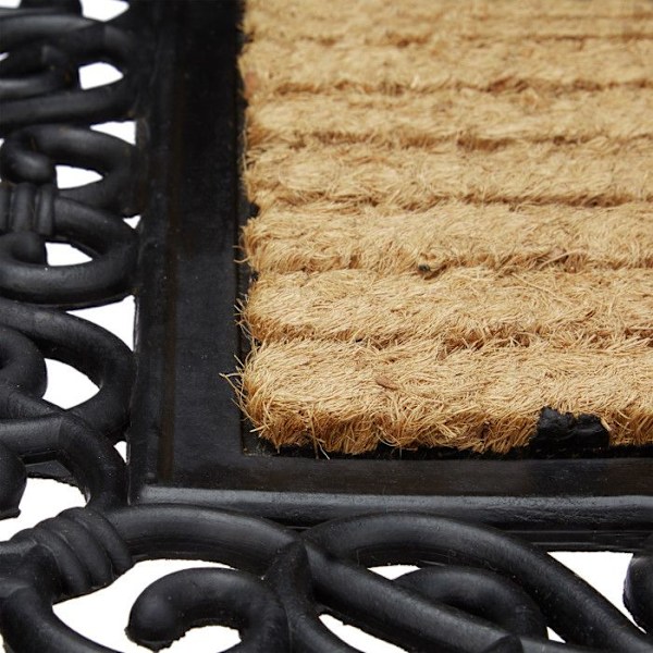 Paillasson - Relaxdays - Randig - Kokosfibrer - Halkskydd - 75x45 cm naturlig/svart