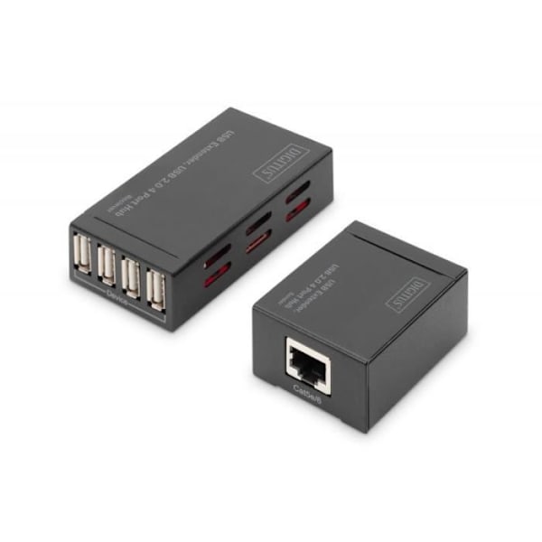 Digitus 4-portars USB 2.0 Hub - 50M förlängare för användning med Cat5/5e/6-kabel (UTP, STP, SFT) - 4016032480563