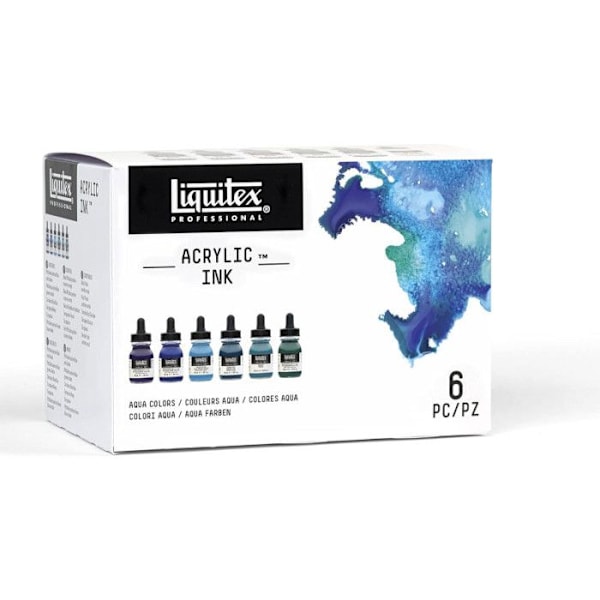 Akrylfärg - Liquitex Pro - Aqua färger - 6 flaskor om 30ml - Kalligrafi Akvafärger