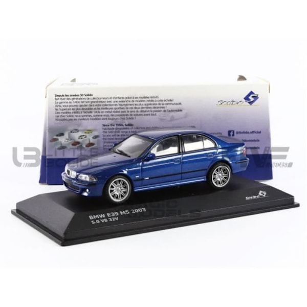 Samlarbil i miniatyr - SOLIDO - BMW M5 E39 - Färg Blå - Skala 1/43 - För vuxna Blå