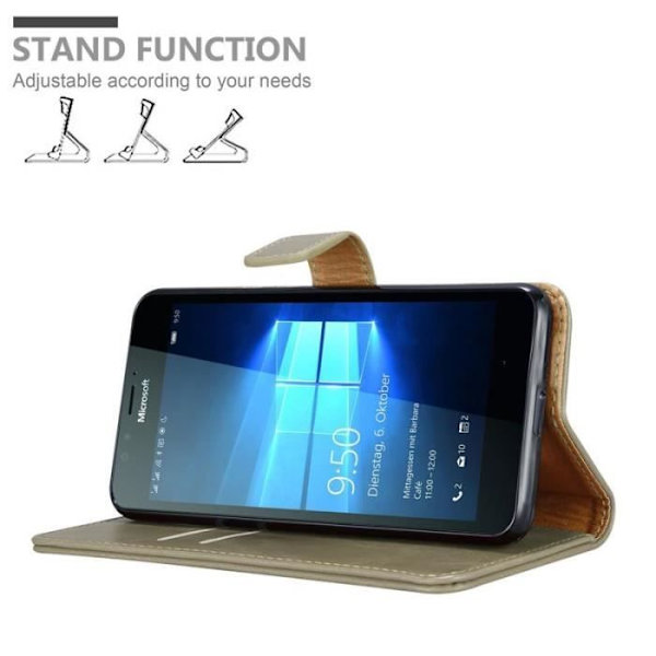 Fodral - CADORABO - Nokia Lumia 950 - Läderimitation - Brun - Stativfunktion och kortfack kastanj