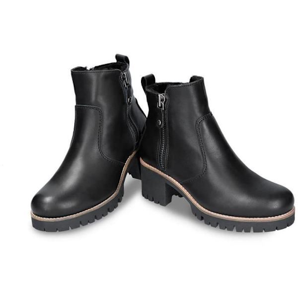 Panama Jack Pauline Igloo Boots - Dam - Läder - Svart/Vit - Hög - Zip Svart 40