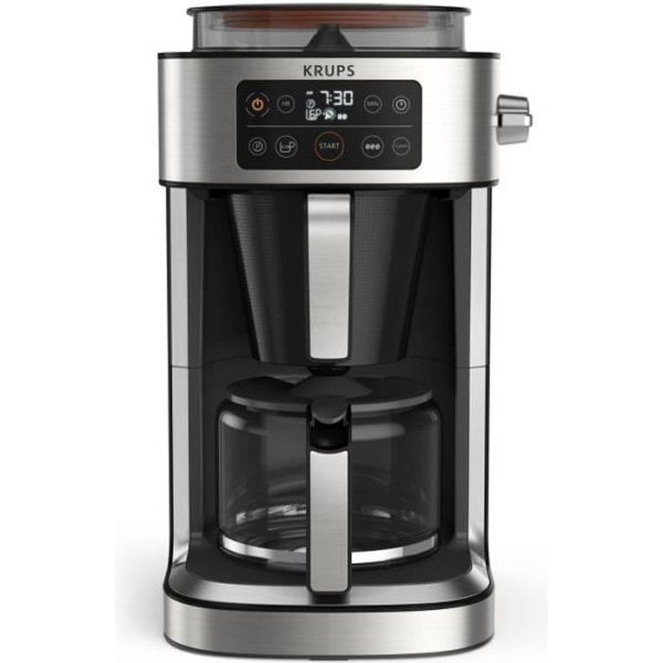 KRUPS KM760D10 Aroma Partner filterkaffebryggare - Lufttät behållare - Automatisk dosering - Upp till 15 koppar Rostfritt stål
