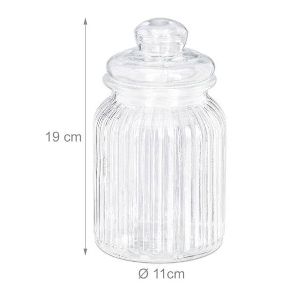Relaxdays set med 6 glasburkar, 1000ml, lock, för livsmedel i köket, godisbar, hermetiskt, transparent transparent