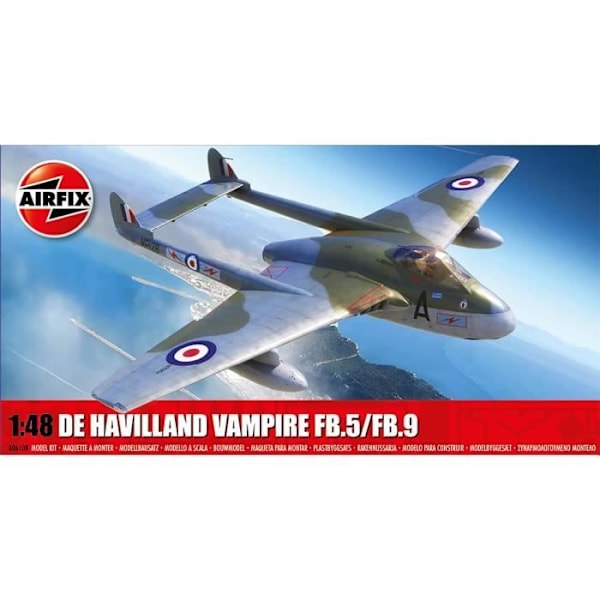 Flygplansmodell - AIRFIX - De Havilland Vampire FB.5/FB.9 - 124 delar - 1/48 skala Flerfärgad