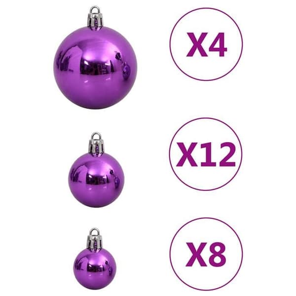 vidaXL Set med julkulor 111 stycken lila polystyren 356119