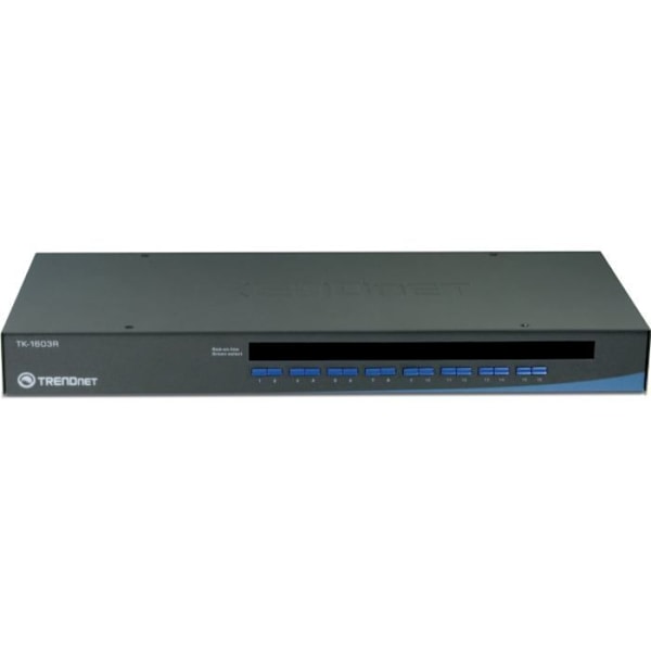 TRENDNET TK-1603R KVM Switch Box - 16 dator(ar) - 2048 x 1536 - 2 x PS/2 Port - 1U - Rackmonterbar Svart