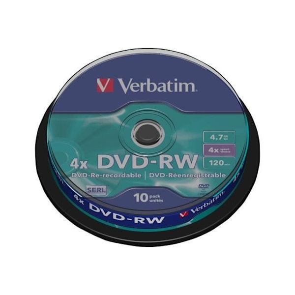 DVD-RW VERBATIM - Spindel 10 - 4x - 4,7 GB - Matt silver