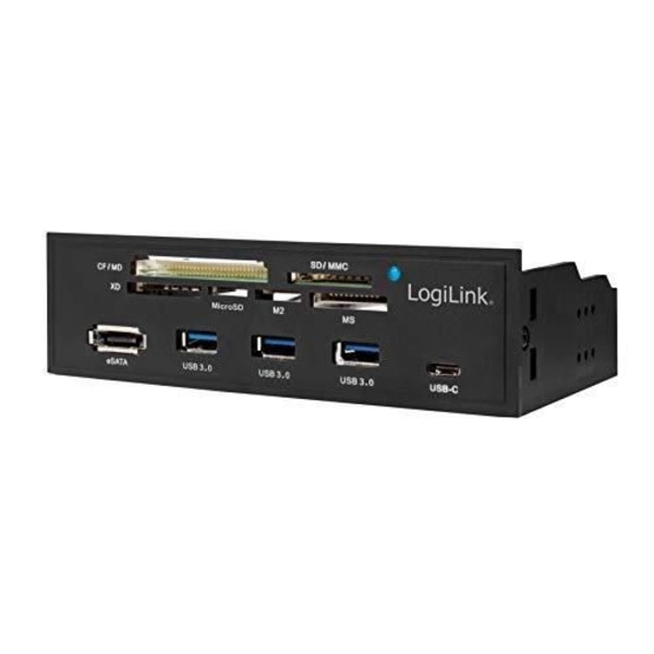 Logilink UA0341 - 5,25" multifunktionspanel med integrerad kortläsare (M2, MS, SD, Micro-SD, XD, CF) - USB 3.0 Hub (3P