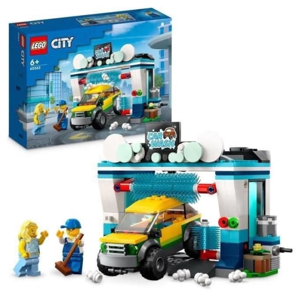 LEGO® City 60362 biltvätt, leksak för barn från 6 år och uppåt, med bil och minifigurer