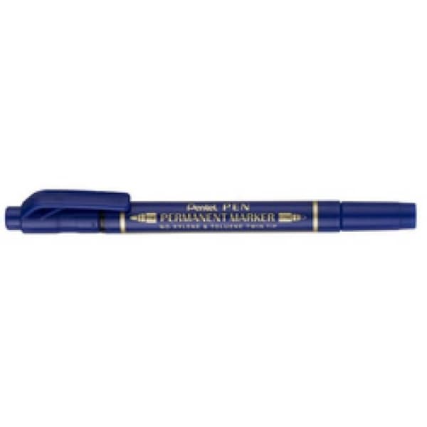 Permanent marker - Pentel - Pen - Double tip - Black - Indelible Svart