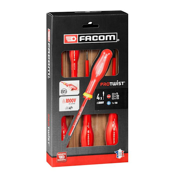 FACOM ProTwist isolerad skruvmejselsats - 1000 V - 5 st - ATP.J5VE